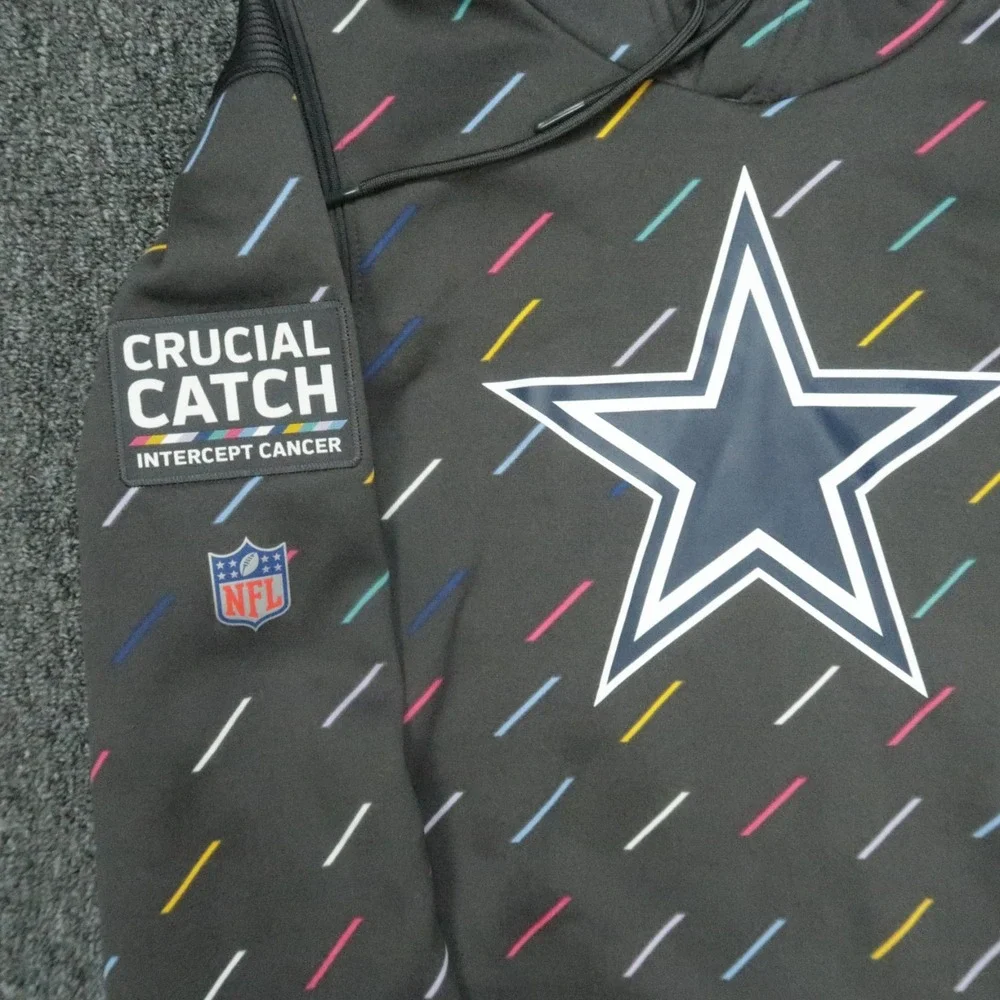 Dallas Cowboys Hoodie Adult Small‎ Gray Nike Crucial Catch Intercept Cancer Mens